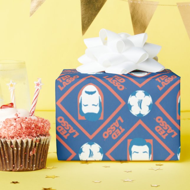 Papier Cadeau Ted Lasso | Motif de diamant face et balle (Fête d'anniversaire)