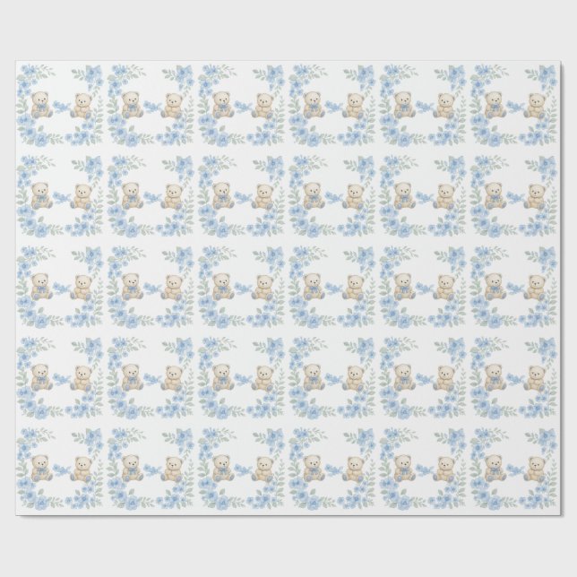Papier Cadeau Teddy Bear fête d'anniversaire (Plat)