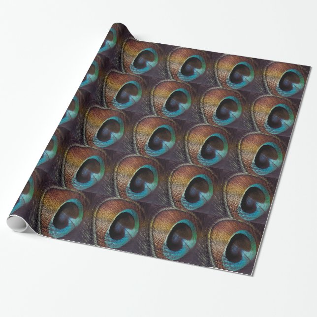 Papier Cadeau Teinte Antique Oeil de Plume de Paon (Déroulé)
