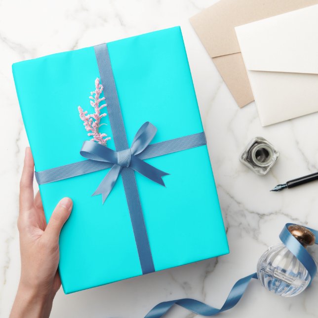 Papier Cadeau Teinte de couleur bleu aqua uni (Cadeaux)