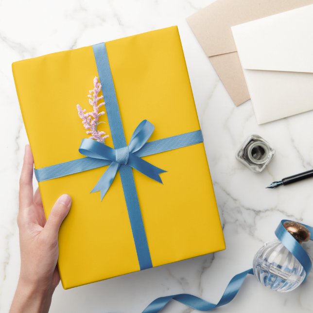 Papier Cadeau Teinte de couleur or souci radiant uni (Cadeaux)