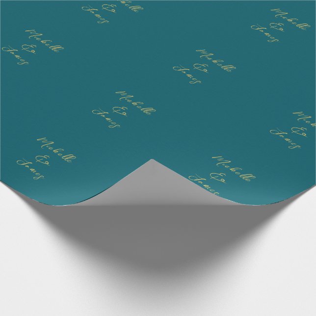Papier Cadeau Teinte sarcelle foncé et couleurs dorées Professio (Coin)