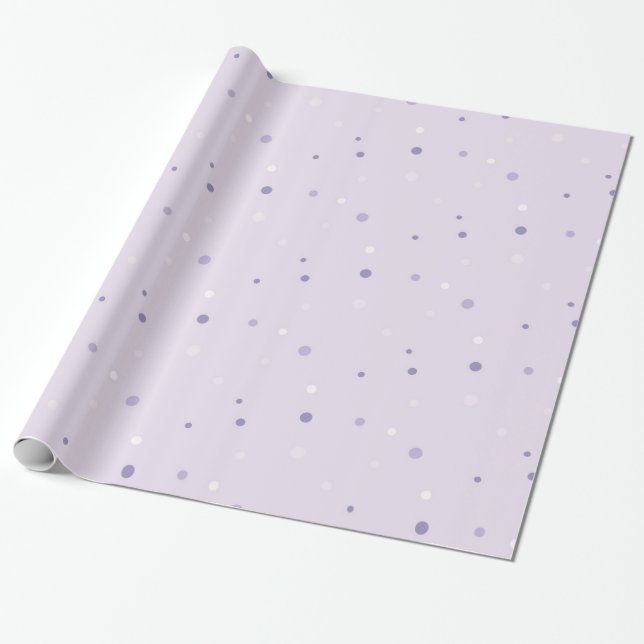 Papier Cadeau teintes de points violets enveloppant du papier (Déroulé)