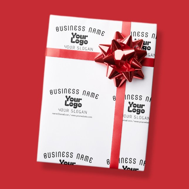 Papier Cadeau Télécharger le logo Rétro-Moderne Blanc & Noir (mo (Créateur téléchargé)