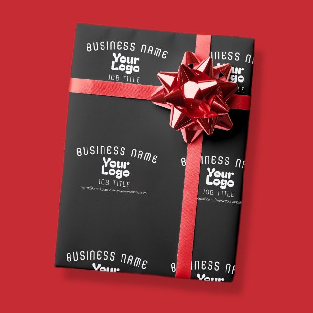 Papier Cadeau Télécharger le logo Rétro-Moderne Noir & Blanc (mo (Créateur téléchargé)