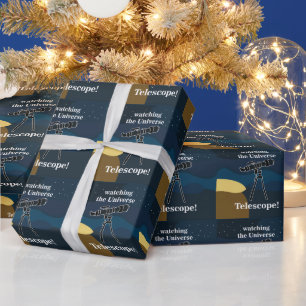 Papier Cadeau Télescope Nuit Sky Astronomie Stargazer Anniversai