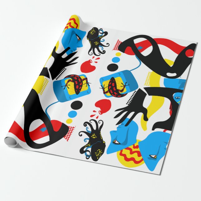 Papier Cadeau Télévision bleue (Déroulé)