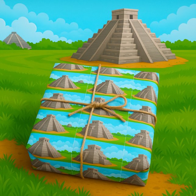 Papier Cadeau Temple maya ancien Pyramide de Chichen Itza (Créateur téléchargé)