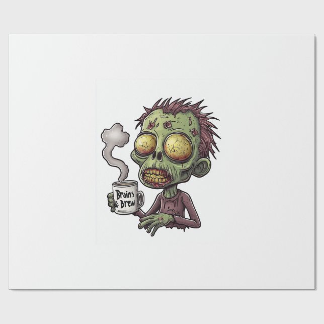 Papier Cadeau  Temps de café zombie (Plat)