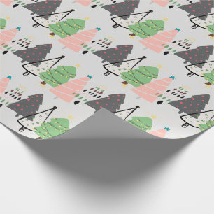 Papier Cadeau Tendance Abstrait moderne arbres de Noël Motif