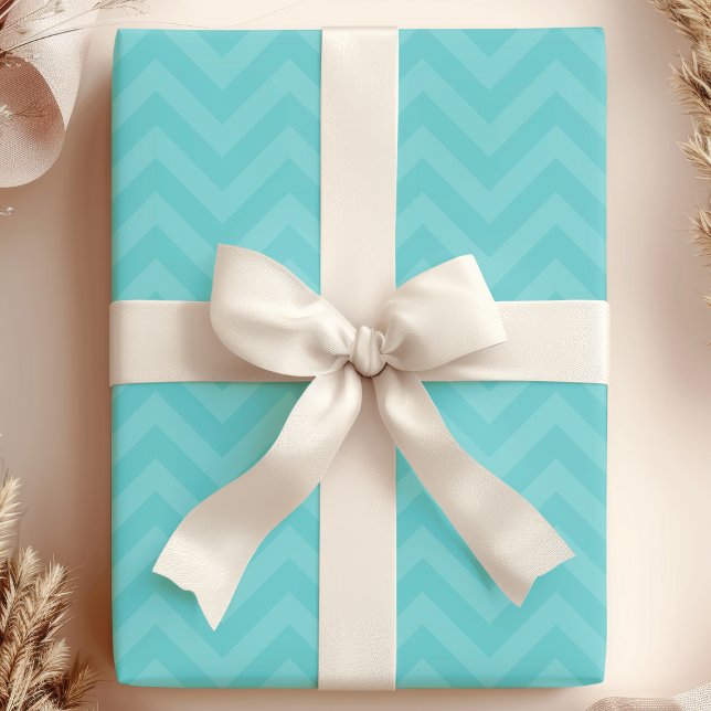 Papier Cadeau Tendance chic zigzag sarcelle (Créateur téléchargé)