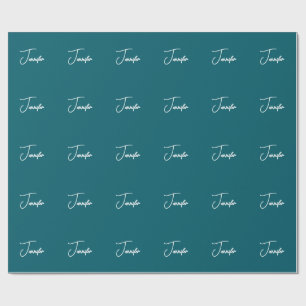 Papier Cadeau Tendance sarcelle foncée Moderne Minimaliste Nom é