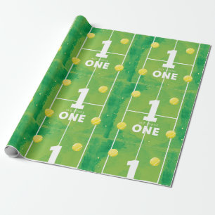 Papier Cadeau Tennis 1er anniversaire sur le court