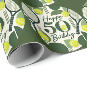 Papier Cadeau Tennis 50e anniversaire balle de tennis et numéro