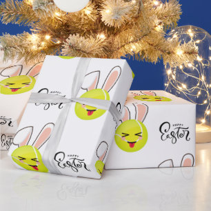 Papier Cadeau Tennis Ball Cute Kawaii Bunny Joyeux Sports de Pâq