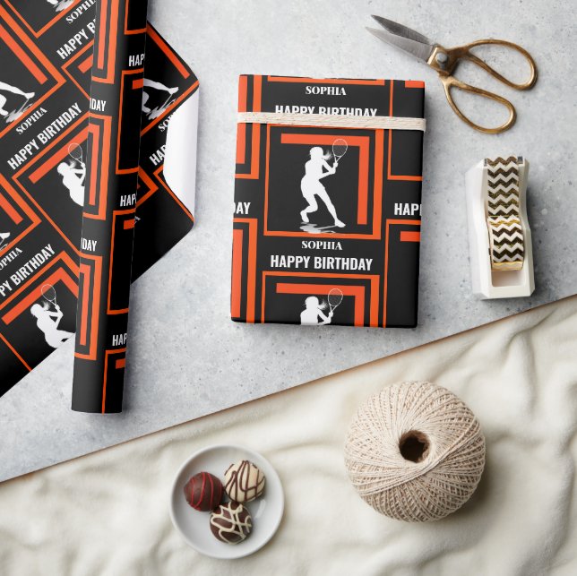 Papier Cadeau Tennis Birthday, Tennis Girl Player  (Artisanat)