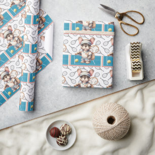 Papier Cadeau Tennis Dog Jouons au jeu