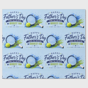 Papier Cadeau Tennis Fête des Pères pour Papa Aquarelle Bleue