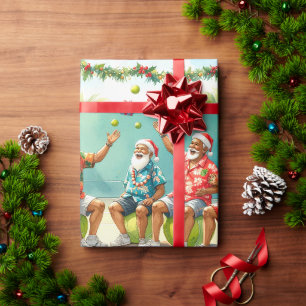Papier Cadeau Tennis Noël Été avec le Père Noël à la plage