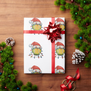 Papier Cadeau Tennis Noël illuminations de Noël Santa Hat Sports