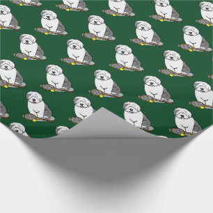 Papier Cadeau Tennis Old English Sheepdog (Gris 1) Chien mignonn