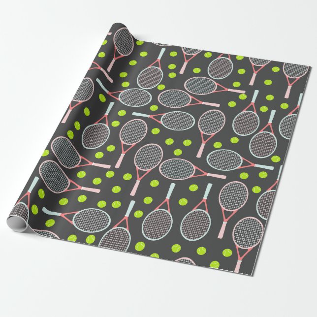 Papier Cadeau Tennis Racket Wrapping Paper (Déroulé)