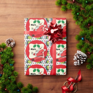 Papier Cadeau Tennis Santa Claus Thème de Noël