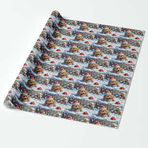 Papier Cadeau Tenter Cairn Terrier Chien qui creuse pour Noël T