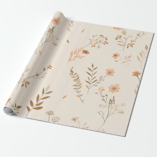 Papier Cadeau Terracotta Orange Pêche Fleur Féminine Bohème