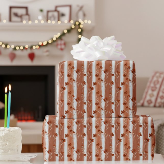 Papier Cadeau Terracotta Wildflower Stripe (Créateur téléchargé)