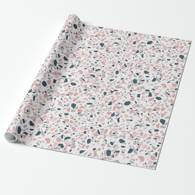 Papier Cadeau Terrazzo abstrait, dessin mignon (Déroulé)