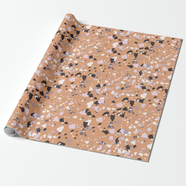 Papier Cadeau Terrazzo Abstrait Motif Terracotta (Déroulé)
