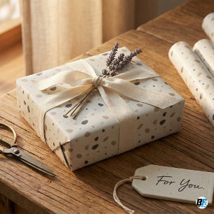 Papier Cadeau Terrazzo Tacheté Tons Terre Neutres Bohème Moderne