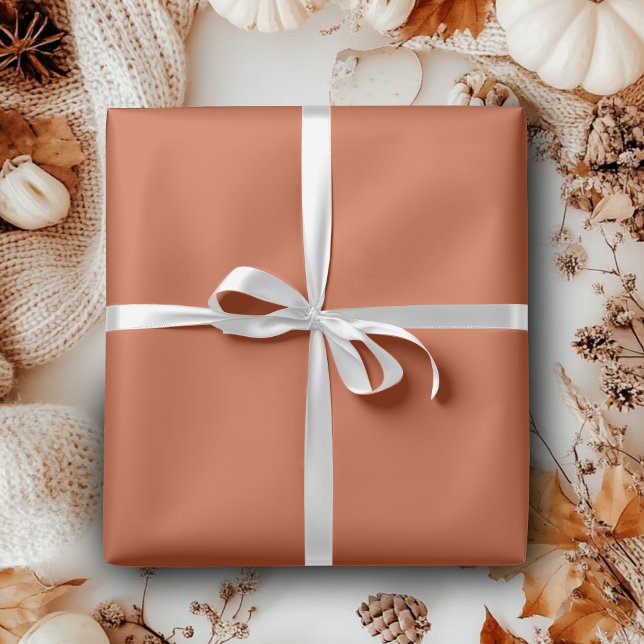 Papier Cadeau Terre cuite orange uni design chaud et terreux (Créateur téléchargé)