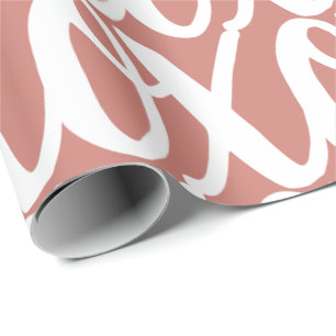 Papier Cadeau Terre Cuite Rose Blanc Motif