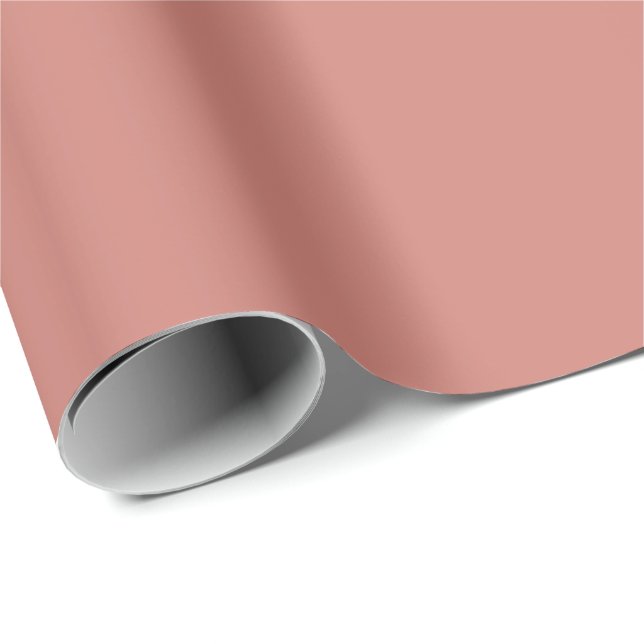 Papier Cadeau Terre Cuite Rose Uni Couleur Simple (Coin rond)