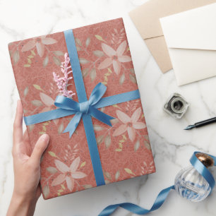 Papier Cadeau Terre cuite Rouge Dentelle Aquarelle
