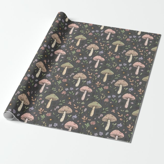 Papier Cadeau Terre Fongique Grise Charbon Sans Couture (Déroulé)