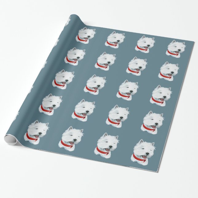 Papier Cadeau Terrier Blanc de West Highland (Déroulé)