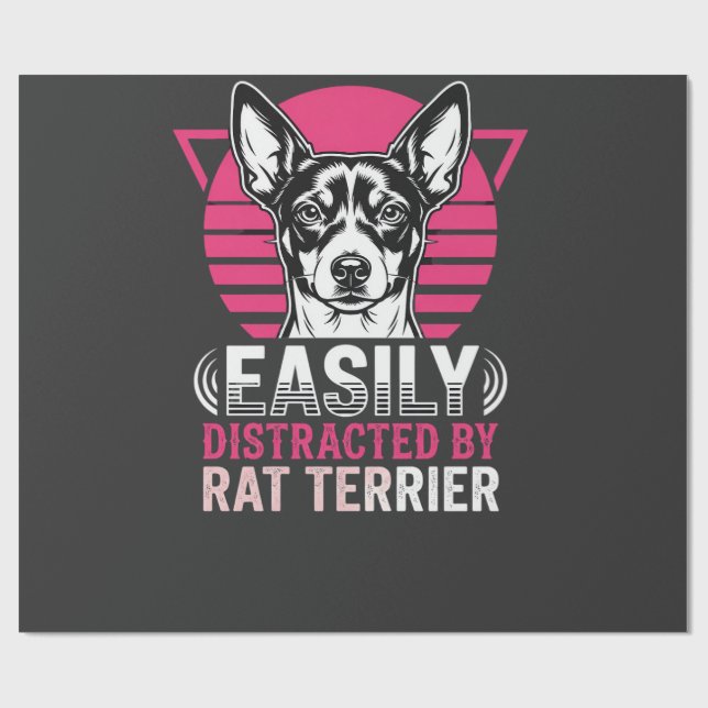 Papier Cadeau Terrier Rat Facilement Distrait Chien Rétro (Plat)
