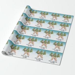 Papier Cadeau Terrier Wheaten à poil doux Forêt enneigée d'hiver