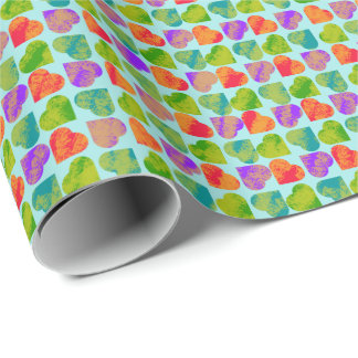 Papier Cadeau Tessellation de cœur coloré Art pop psychédélique