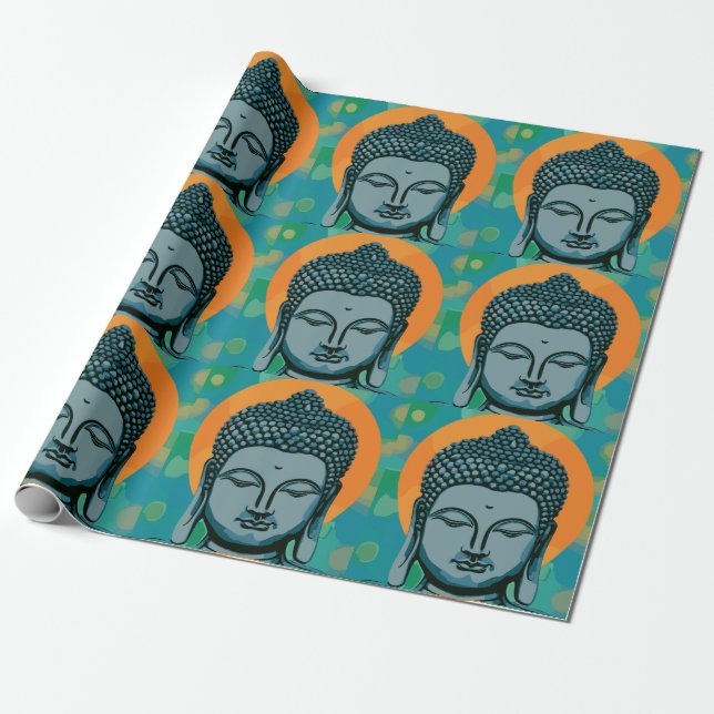 Papier Cadeau Tête de bouddha zen (Déroulé)