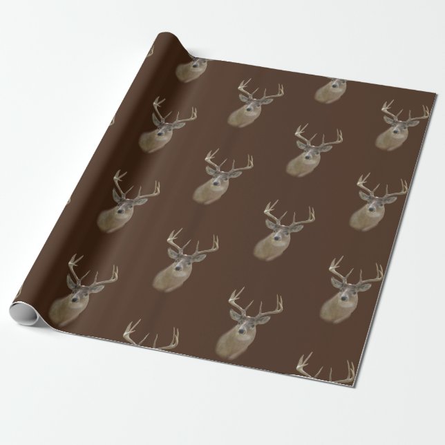 Papier Cadeau Tête de cerf Big Buck (Déroulé)