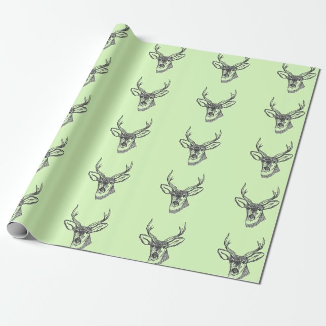 Papier Cadeau Tête de cerfs communs (Déroulé)