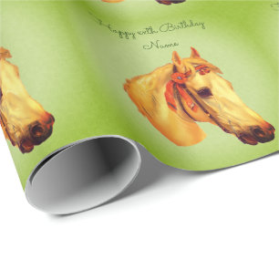Papier Cadeau Tête de cheval d'art vintage personnalisée pour an