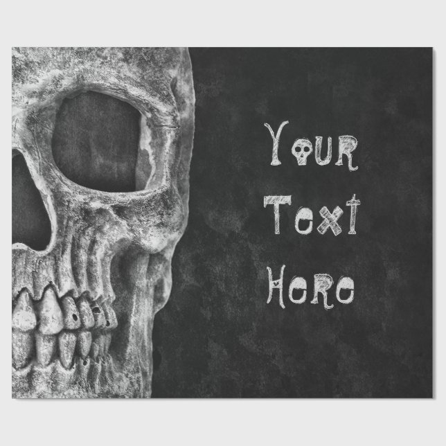 Papier Cadeau Tête de crâne gothique Coutume noir et blanc (Plat)