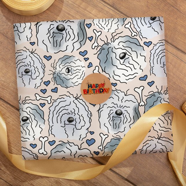 Papier Cadeau Tête de dessin à main à col roulé (Créateur téléchargé)