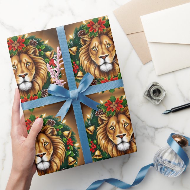 Papier Cadeau Tête de lion avec papier enveloppant de couronne (Cadeaux)