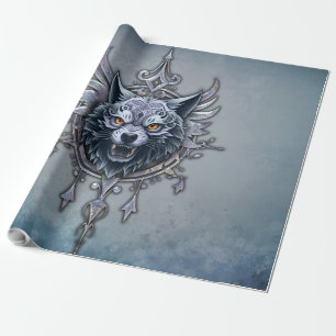 Papier Cadeau Tête de loup mystique.